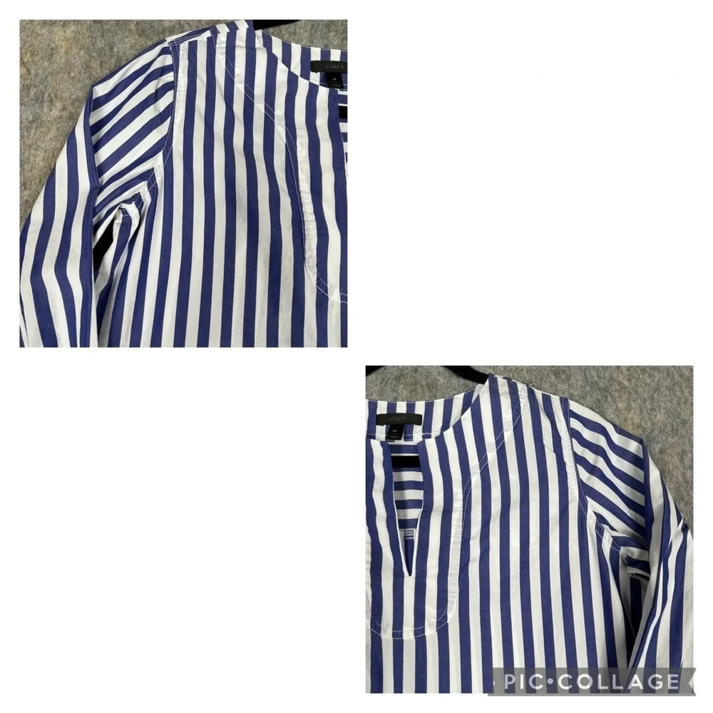 J. Crew Blue & White Striped Classic Preppy Nautical Summer Pop Over Tunic - XS